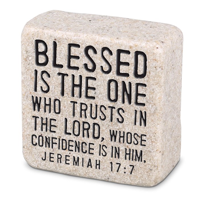 Plaque-Cast Stone-Scripture Stone-Blessed (2.25 x 2.25 x 1) | SHOPtheWORD
