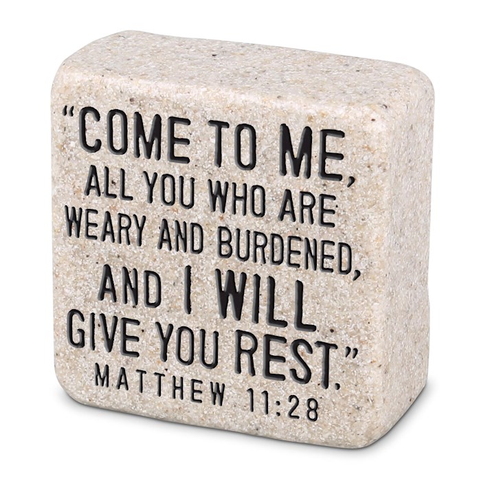 Plaque-Cast Stone-Scripture Stone-Come To Me (2.25 x 2.25 x 1) | SHOPtheWORD