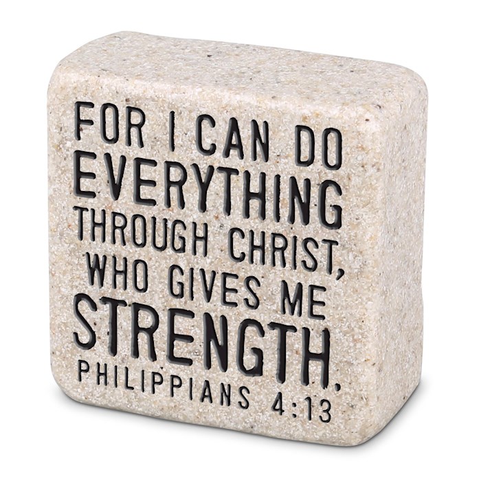 Plaque-Cast Stone-Scripture Stone-Everything Through Christ (2.25 x 2.25 x 1) | SHOPtheWORD