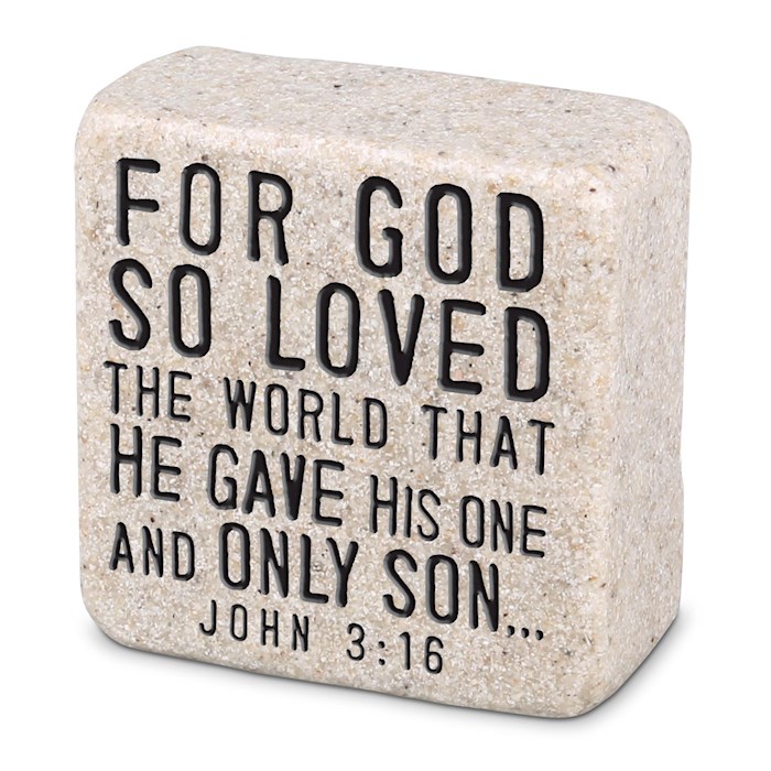 Plaque-Cast Stone-Scripture Stone-God's Love (2.25 x 2.25 x 1) | SHOPtheWORD