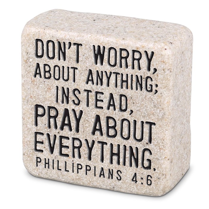 Plaque-Cast Stone-Scripture Stone-Pray (2.25 x 2.25 x 1) | SHOPtheWORD