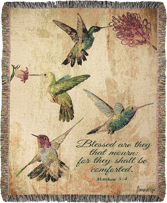 Throw-Hummingbird Floral/Blessed Are They Who Mourn... Tapestry (50