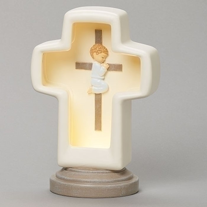 Table Cross-LED-Praying Boy Cross (7.75