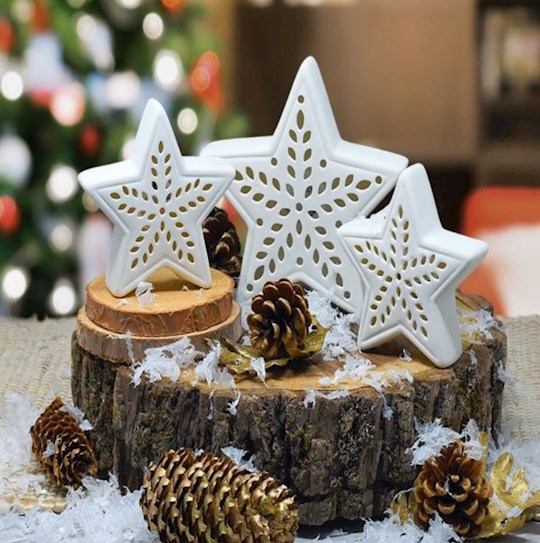 LED Star Set-Porcelain (Set Of 3) | SHOPtheWORD