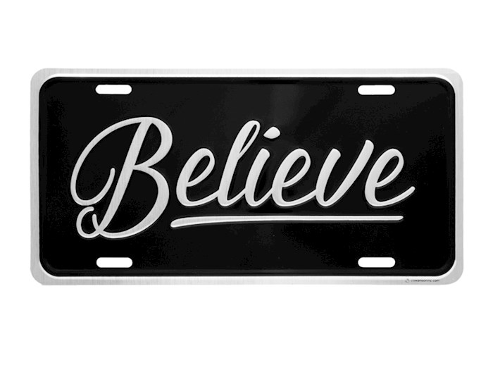Auto Tag-Deluxe-Believe-Silver/Black | SHOPtheWORD