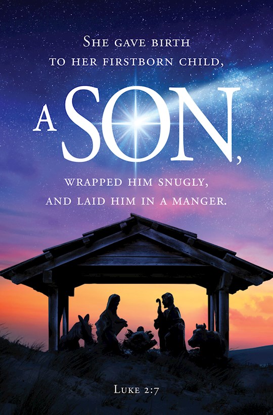 Bulletin-She Give Birth To Her Firstborn Child, A Son/Nativity (Isaiah 9:6) (Pack Of 50) | SHOPtheWORD