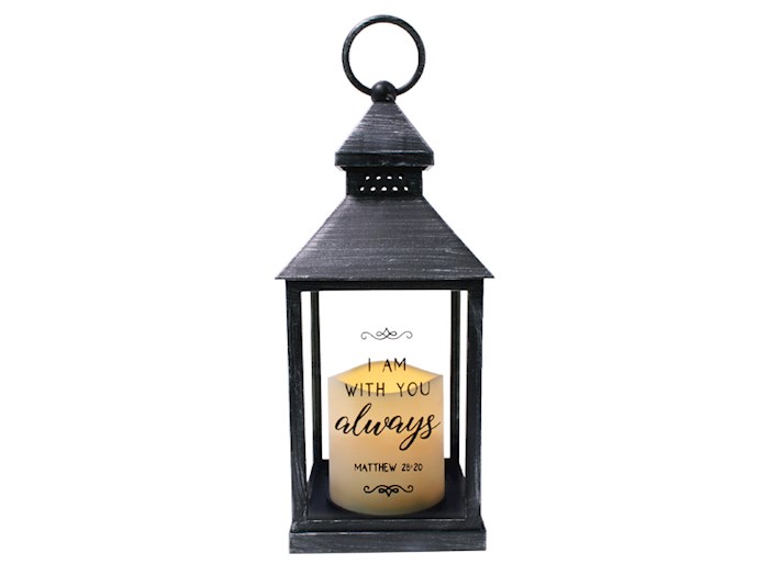 Lantern LED Candle-I Am With You Always-Black | SHOPtheWORD