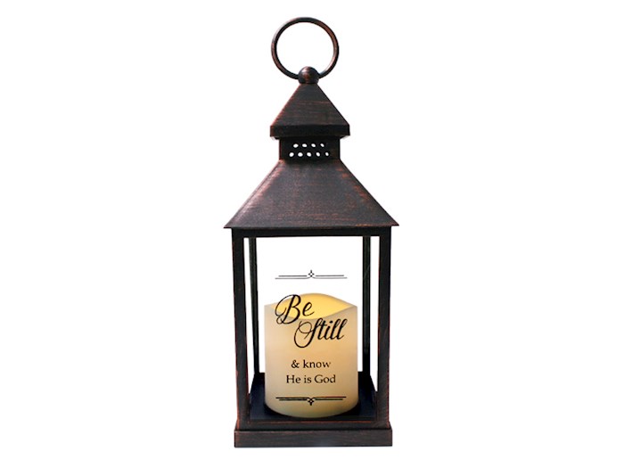 Lantern LED Candle-Be Still-Brown | SHOPtheWORD