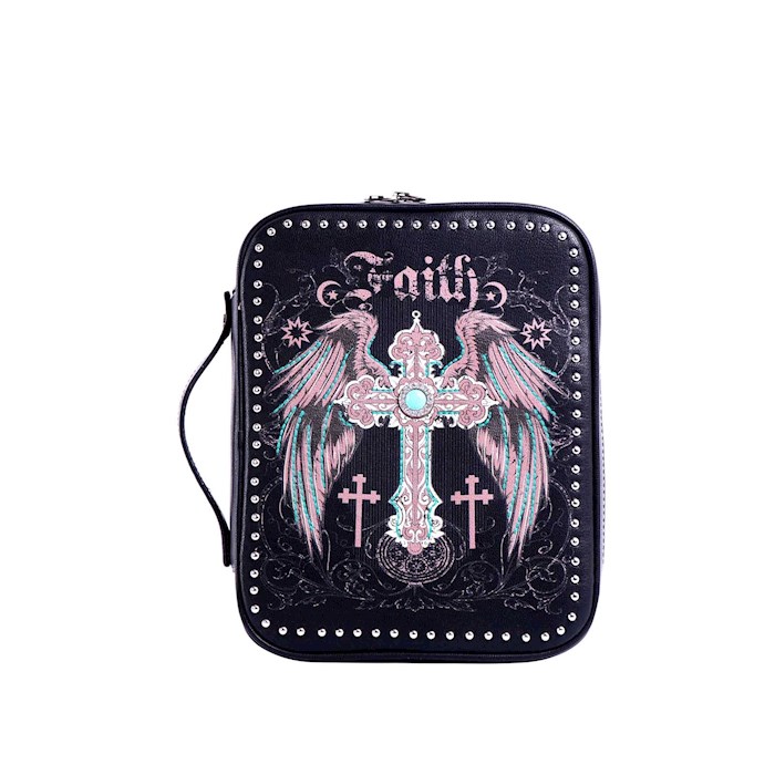 Bible Cover-Faith w/Wings & Cross-Black | SHOPtheWORD