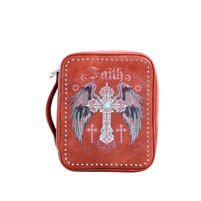 Bible Cover-Faith w/Wings & Cross-Brown | SHOPtheWORD
