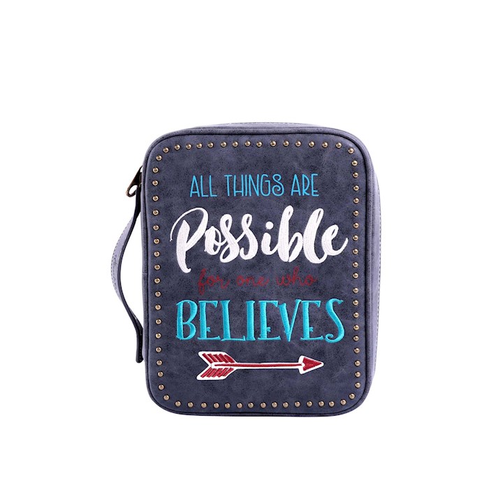 Bible Cover-All Things Are Possible For One Who Believes w/Arrow-Black | SHOPtheWORD