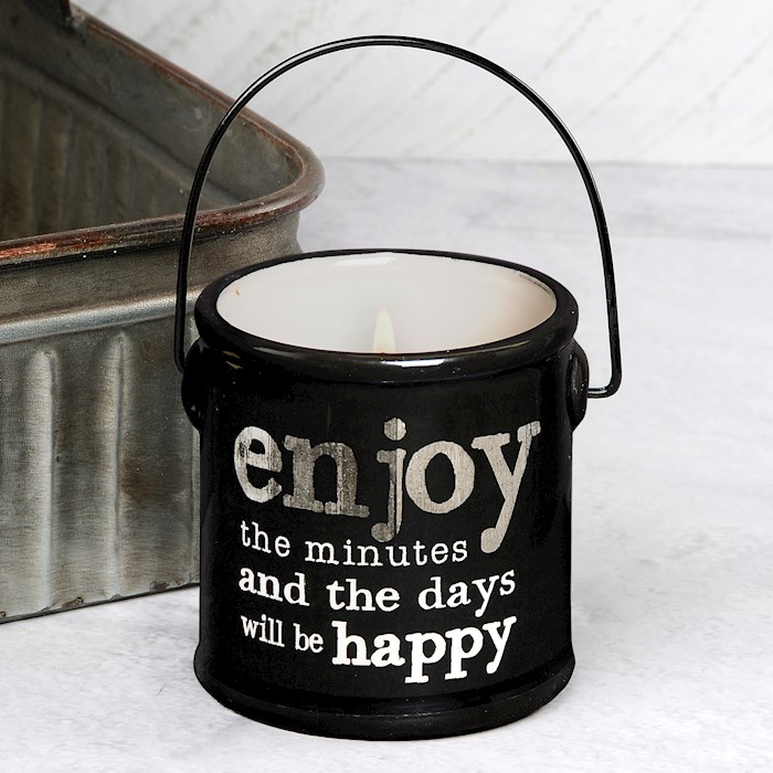 Crock Candle-Enjoy The Minute/Lemongrass & Lavender (3
