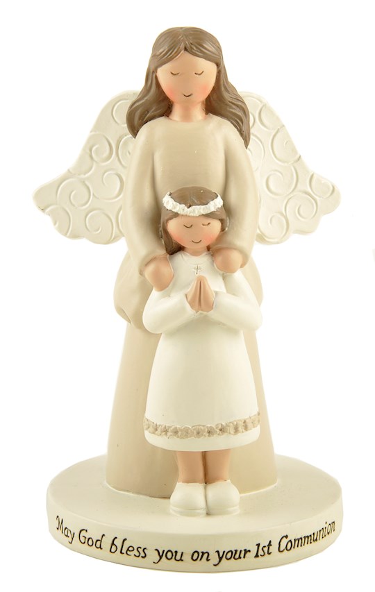 Figurine-First Communion Girl w/Angel On Base (2.5