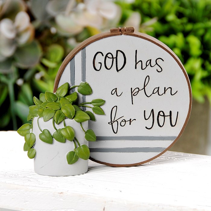 Plaque w/Plant-God Has A Plan For You (3.75
