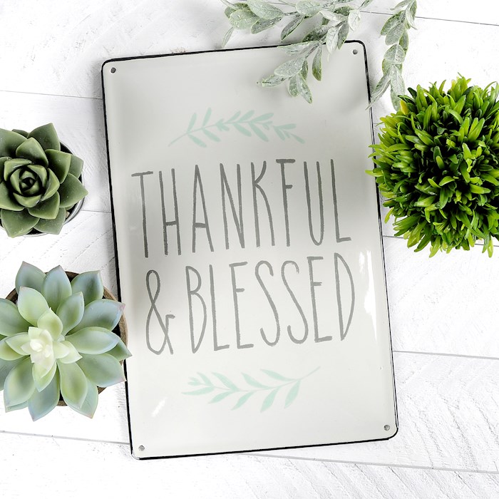 Enamel Sign-Thankful & Blessed (8