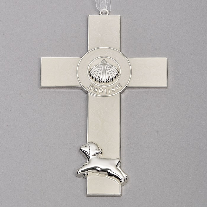 Wall Cross-Baptism Shell & Lamb (7