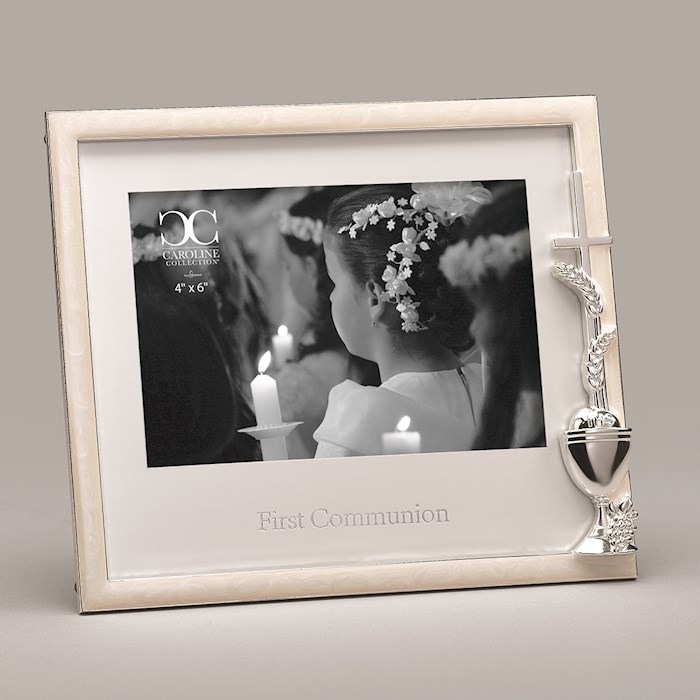 Frame-First Communion W/Cross/Wheat & Chalice (6.75