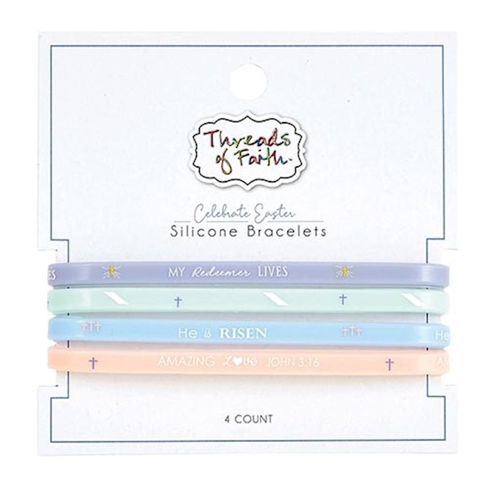 Bracelet Set-Threads Of Faith-Silicone-Easter Sayings (Set Of 4) | SHOPtheWORD