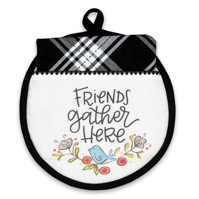 Hot Pad & Tea Towel Set-Friends Gather Here | SHOPtheWORD