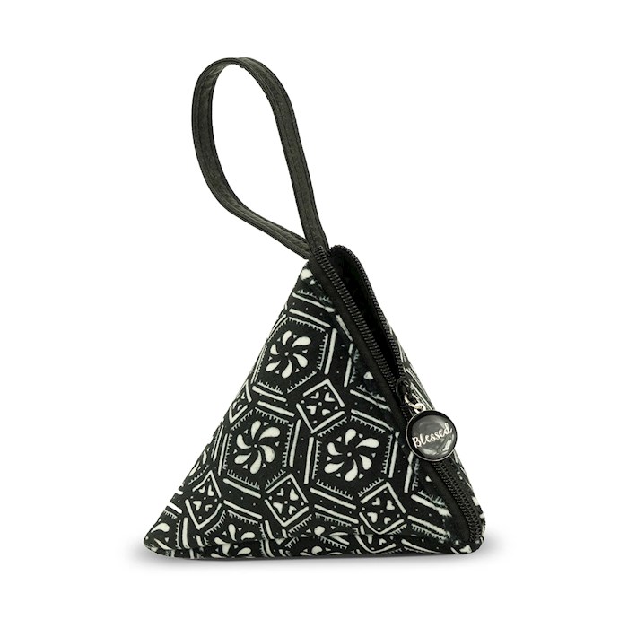 Triangle Bags-Blessed-Velour w/Word Zipper Charm & Wrist Strap (6