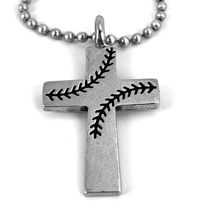 Necklace-Cross w/Baseball Stitches on 30