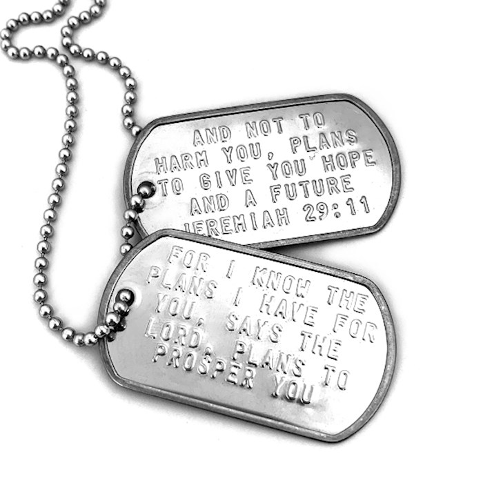 Necklace-Stainless-Jeremiah 26:11 Military Dog Tag on 30