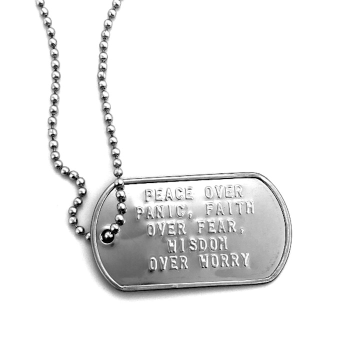Necklace-Stainless-Peace, Faith, Wisdom-Military Dog Tag on 30