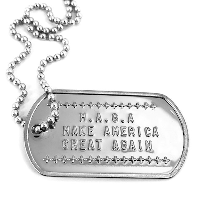 Necklace-Stainless-Maga-Military Dog Tag on 30