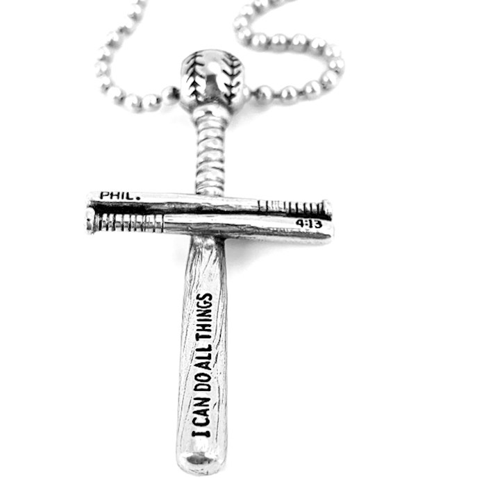 Necklace-Baseball & Bat Cross Phill 4:13 on 30