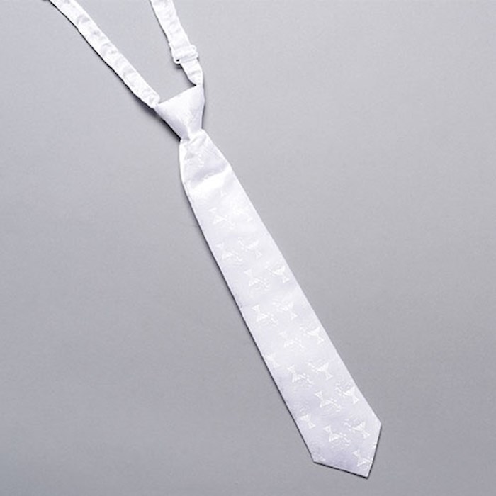 Boy's Pre-Knotted White Communion Necktie (12