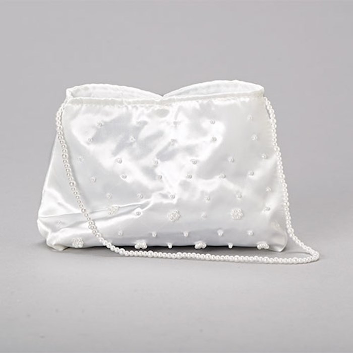 Beaded Communion Purse-Satin w/Pearl Handle (5