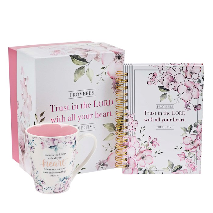 Boxed Gift Set-Journal & Mug-Trust in the Lord Pink Floral | SHOPtheWORD