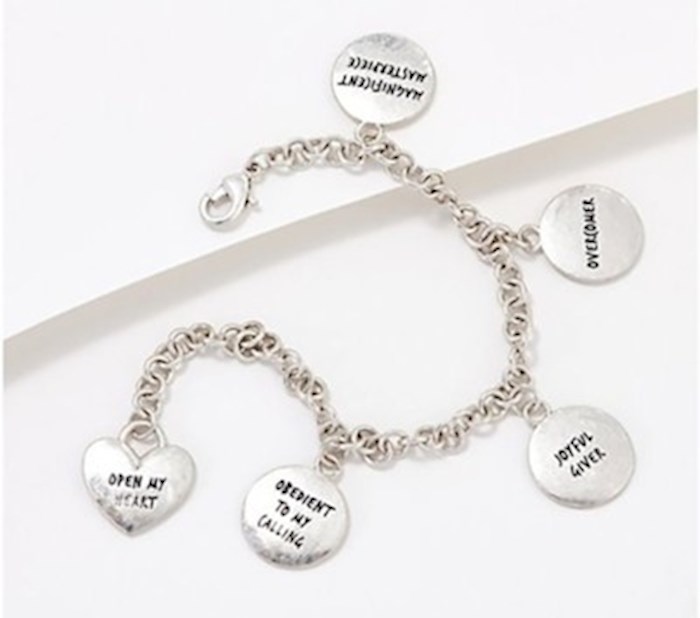 Bracelet-The Famer And The Belle's Divine Beauty Bracelet With 5 Charms-Adult Size-7.75