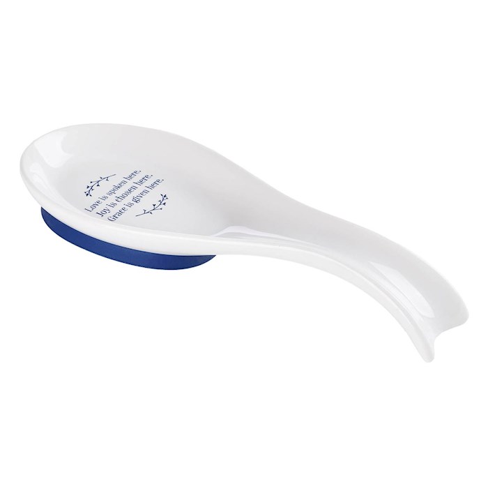 Spoon Rest-Love Joy Grace (White & Blue) | SHOPtheWORD