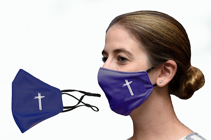 Face Mask-Cross-Navy w/Adjustable Ear Straps | SHOPtheWORD