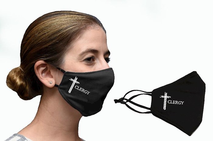 Face Mask-Clergy & Cross-Black w/Adjustable Ear Straps | SHOPtheWORD