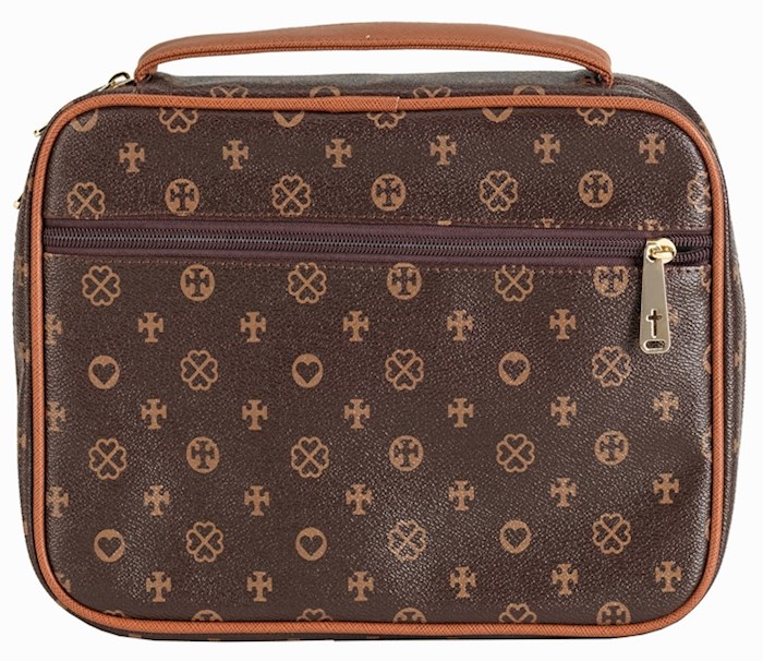 Bible Cover-Faith Collection Cross & Heart-XX Large-Brown | SHOPtheWORD