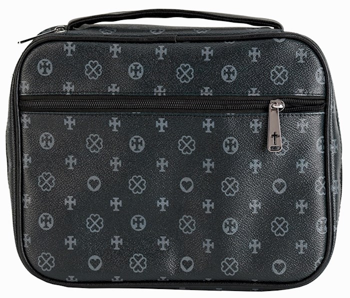 Bible Cover-Faith Collection Cross & Heart-Large-Black | SHOPtheWORD