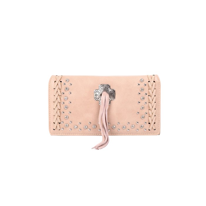 Wallet-Cross Concho w/Tassel-Button Closure-Tan | SHOPtheWORD
