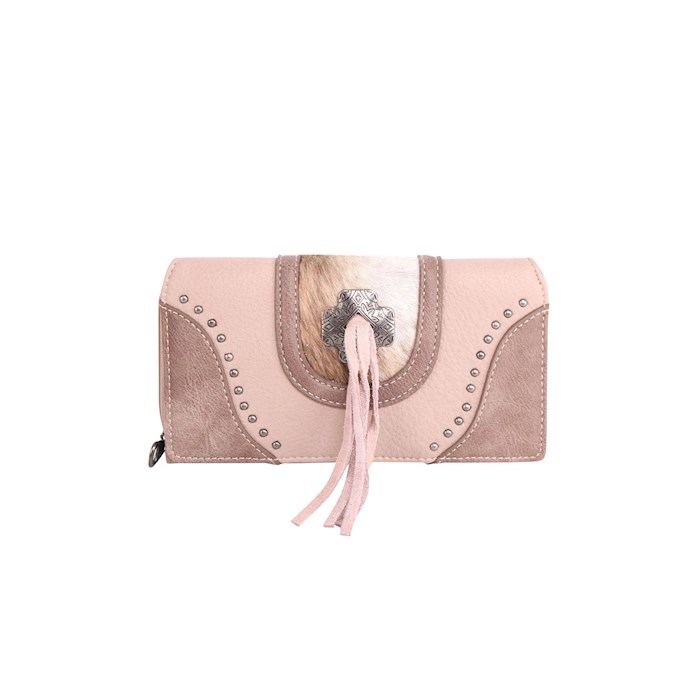 Wallet-Cowhide w/Cross Concho-Zipper-Tan | SHOPtheWORD