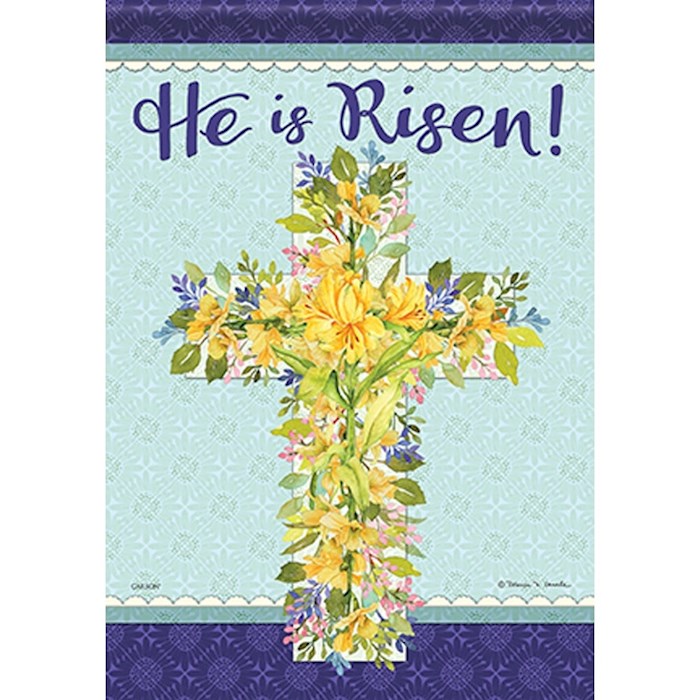 Flag-Garden-Durasoft-Floral Cross (12.5