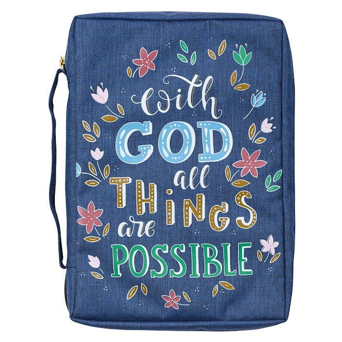 Bible Cover Value LG Navy With God All Things Matt 19:26 | SHOPtheWORD