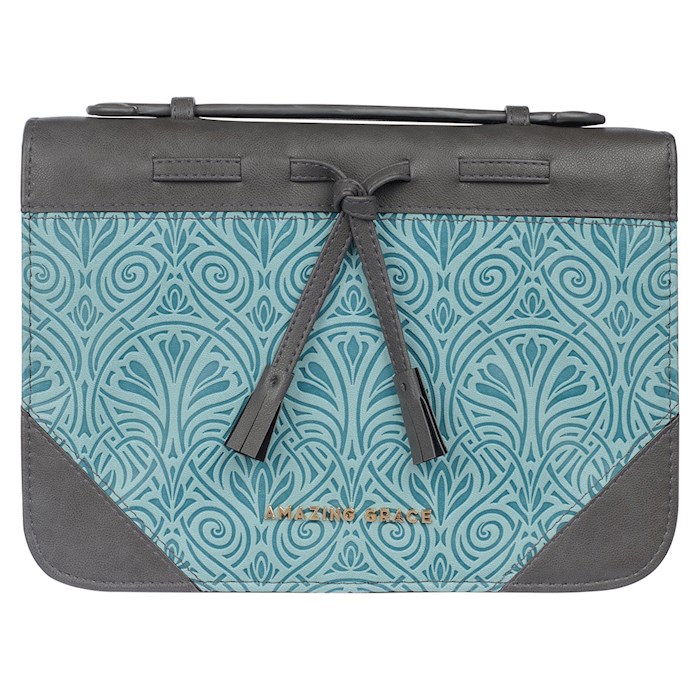 Bible Cover MED Gray & Turquoise Amazing Grace | SHOPtheWORD