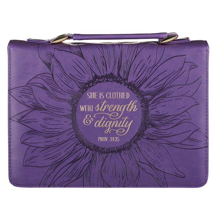 Bible Cover MED Purple She is Clothed Prov. 31:25 | SHOPtheWORD