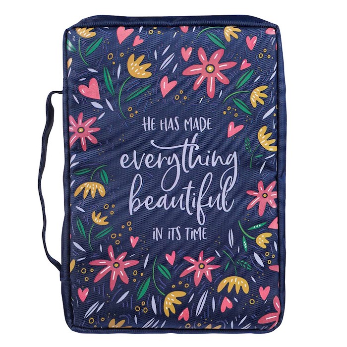 Bible Cover Value MED Navy Everything Beautiful Ecc 3:11 | SHOPtheWORD