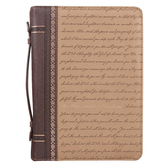 Bible Cover MED Two-tone Brown For I Know the Plans Script Jer 29:11 | SHOPtheWORD