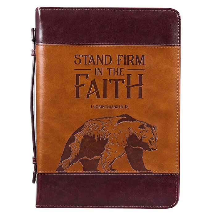Bible Cover MED Brown Stand Firm In Faith 1 Cor 16:13 | SHOPtheWORD