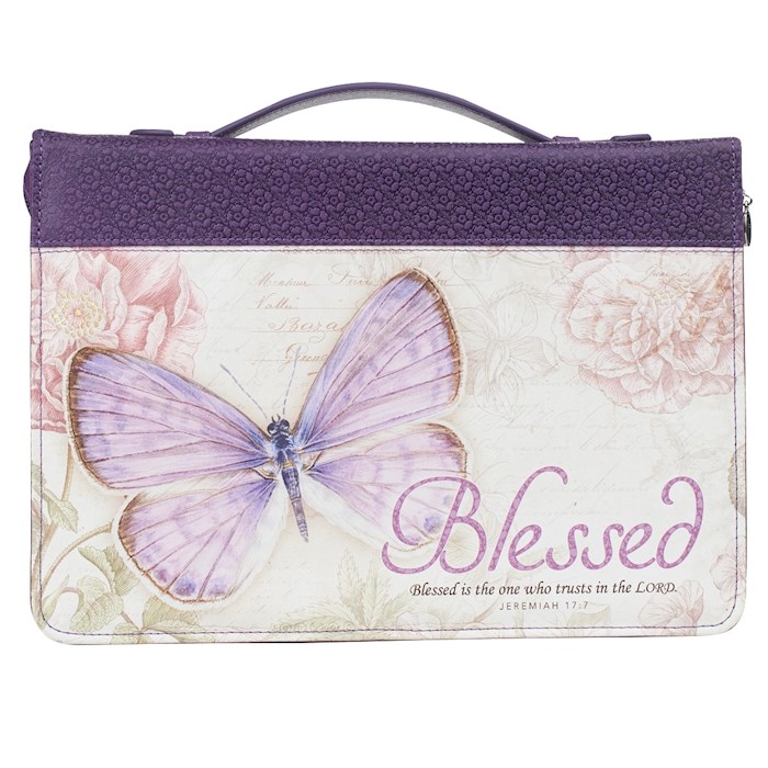 Bible Cover Butterfly Blessed Purple Jer 17:7 XL | SHOPtheWORD