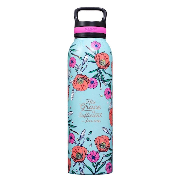 Water Bottle His Grace is Sufficient 2 Cor. 12:9 (Stainless) | SHOPtheWORD