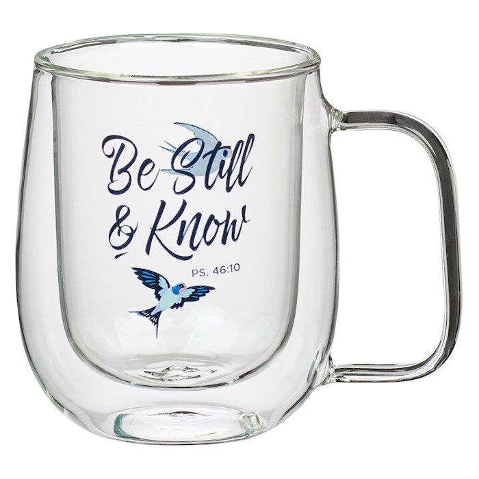 Glass Mug-Double Wall Be Still Psalm 46:10 | SHOPtheWORD